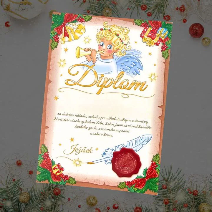 Vánoční diplom podepsaný Ježíškem